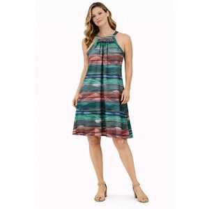 Prana Quinn Dress Women Small Multi-Color Striped Racerback Athletic A-Line
